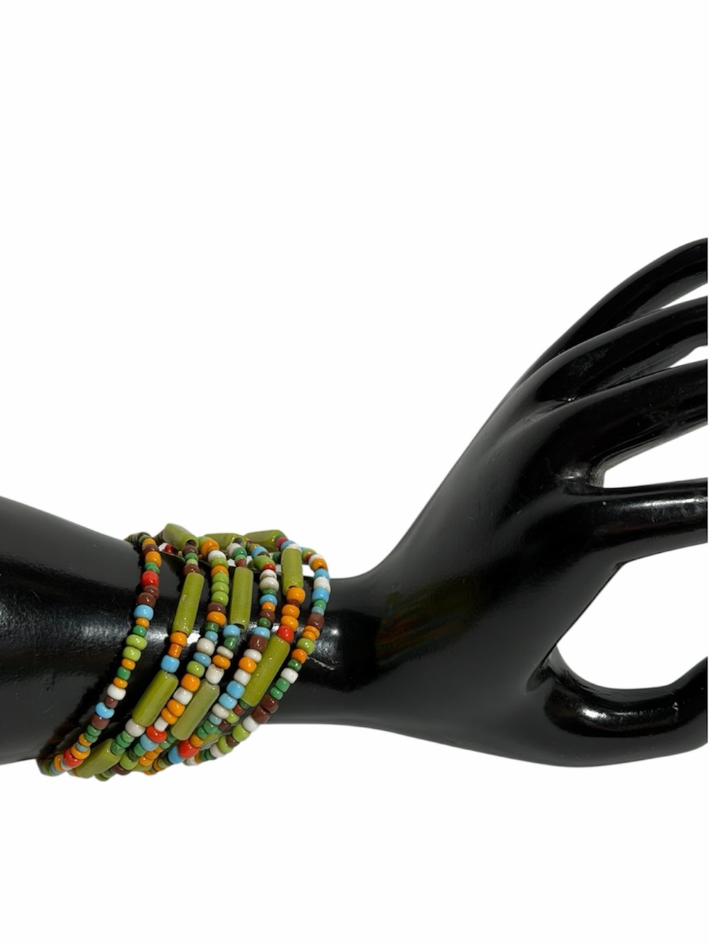 Colorful Glass Seed & Tube Bead Bracelet 7 Rows Boho Hippie Festival